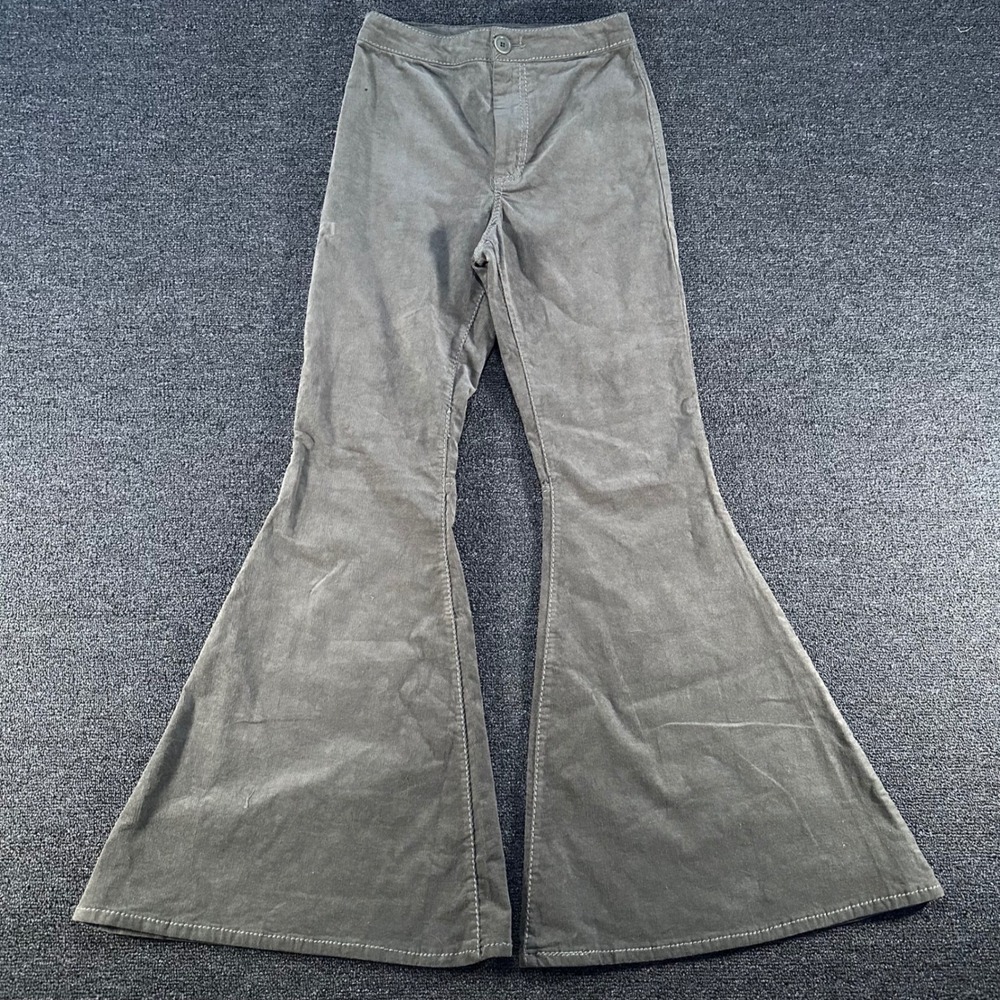 Chelsea & Violet Flare Pants Womens 26 Olive Green Good Corduroy Bell Bottoms